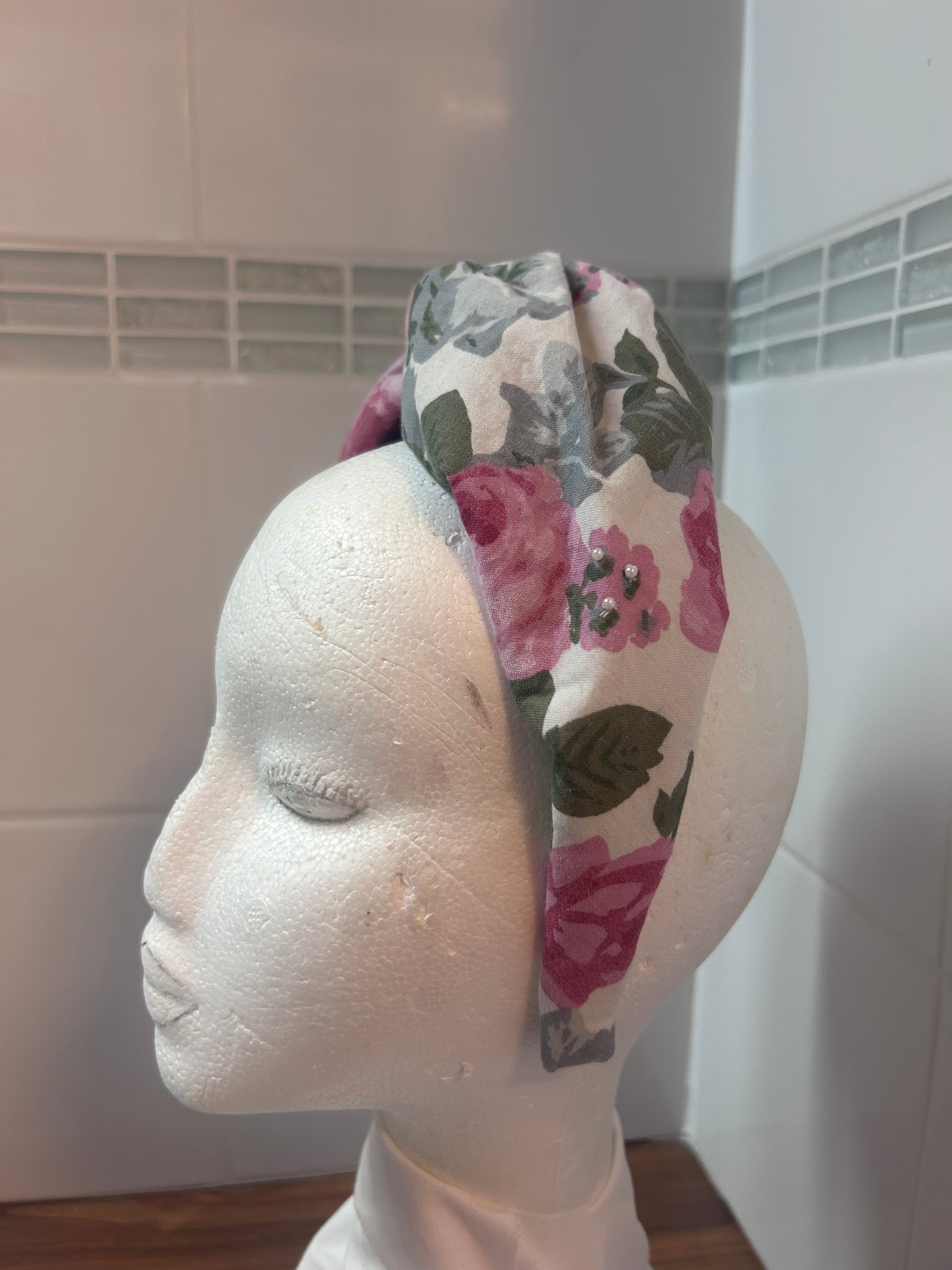 Turban Headband antique floral 🤍🩷💚